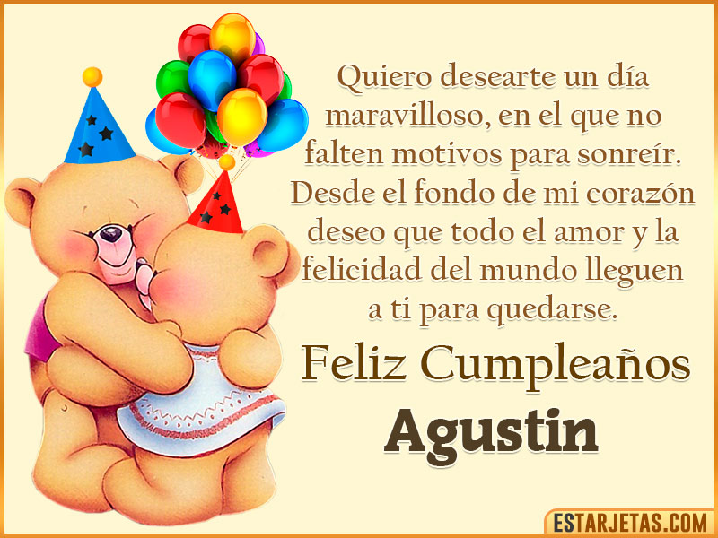 Tarjeta con Peluche de Cumpleaños para  Agustin