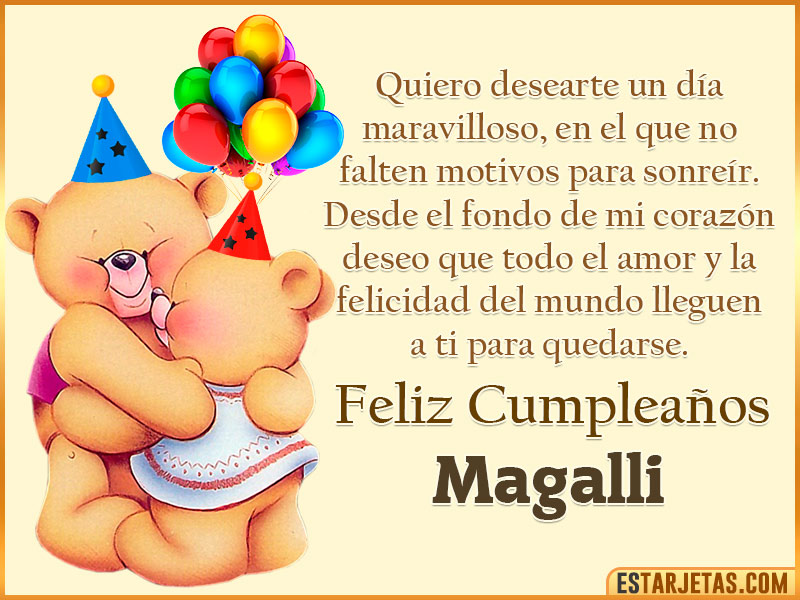 Tarjeta con Peluche de Cumpleaños para  Magalli