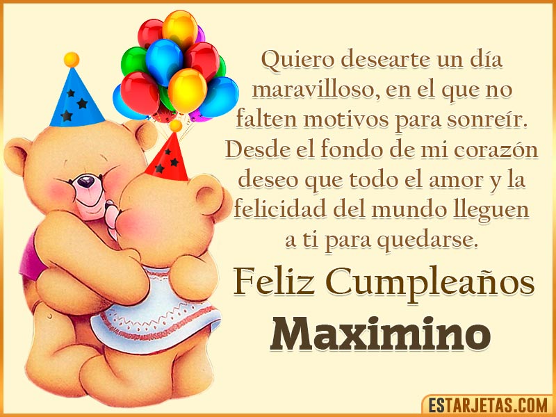 Tarjeta con Peluche de Cumpleaños para  Maximino