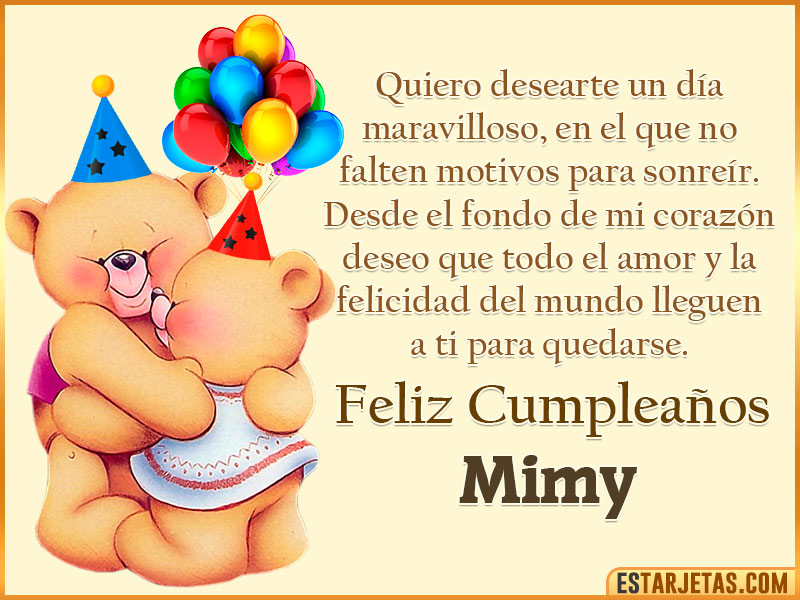 Tarjeta con Peluche de Cumpleaños para  Mimy