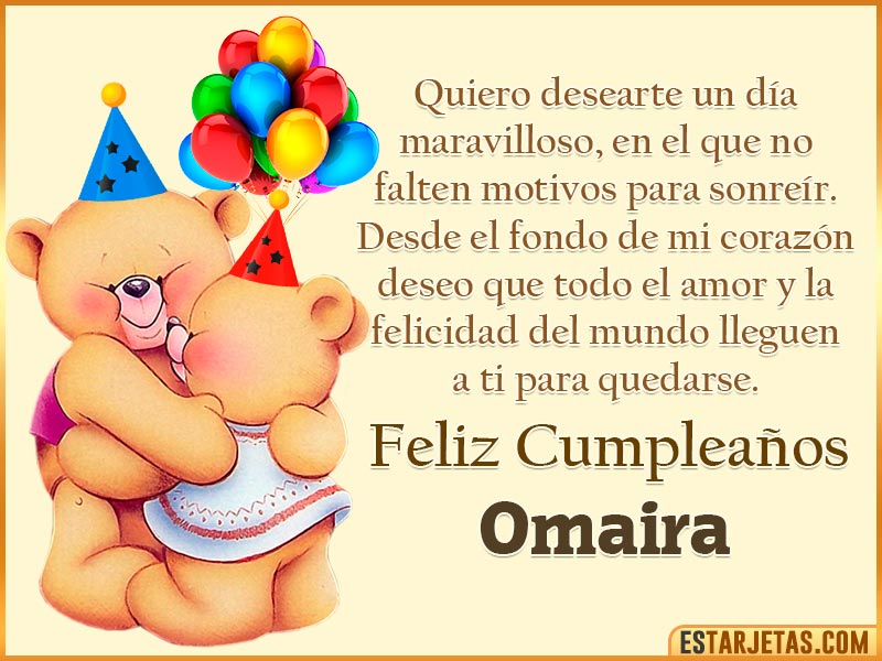 Tarjeta con Peluche de Cumpleaños para  Omaira