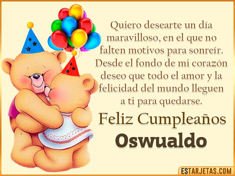 Tarjeta con Peluche de Cumpleaños para  Oswualdo