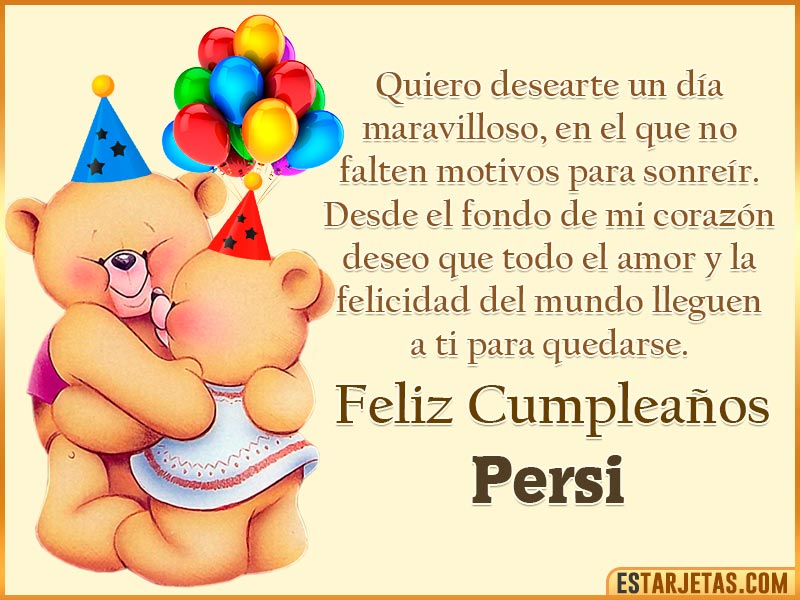 Tarjeta con Peluche de Cumpleaños para  Persi
