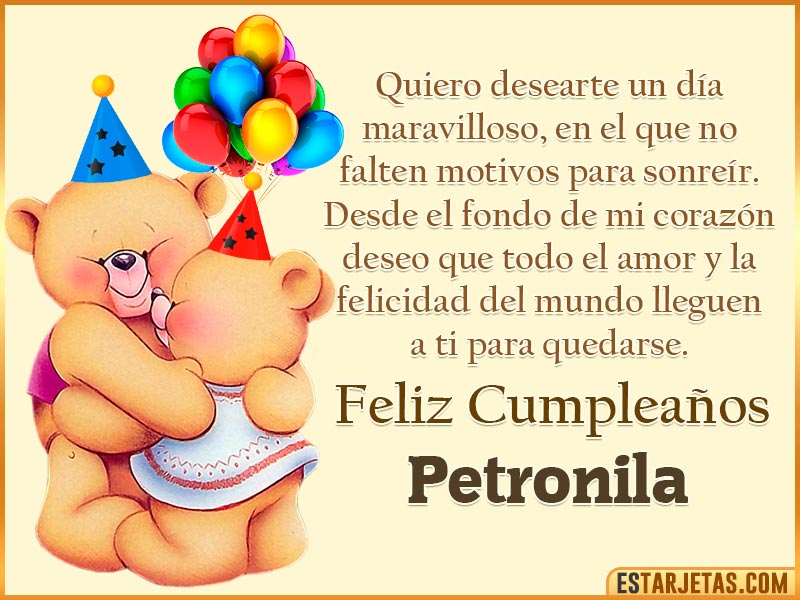 Tarjeta con Peluche de Cumpleaños para  Petronila