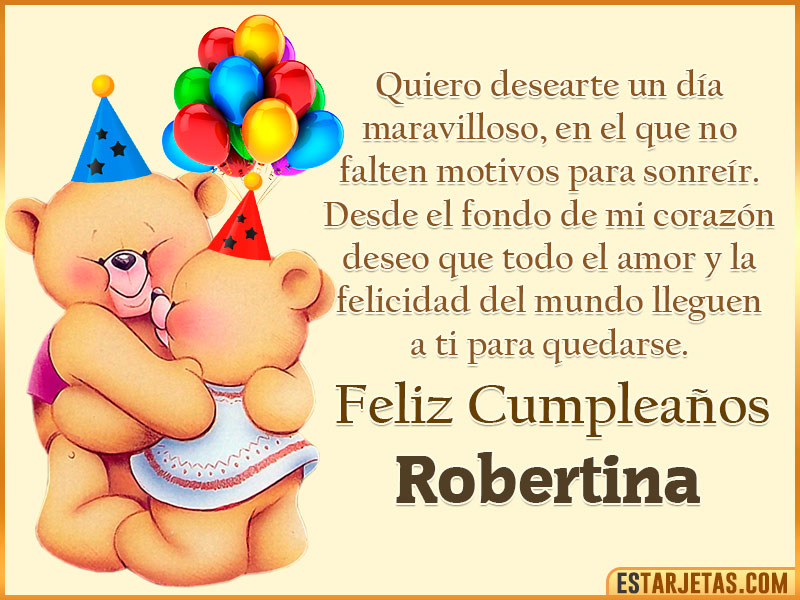 Tarjeta con Peluche de Cumpleaños para  Robertina