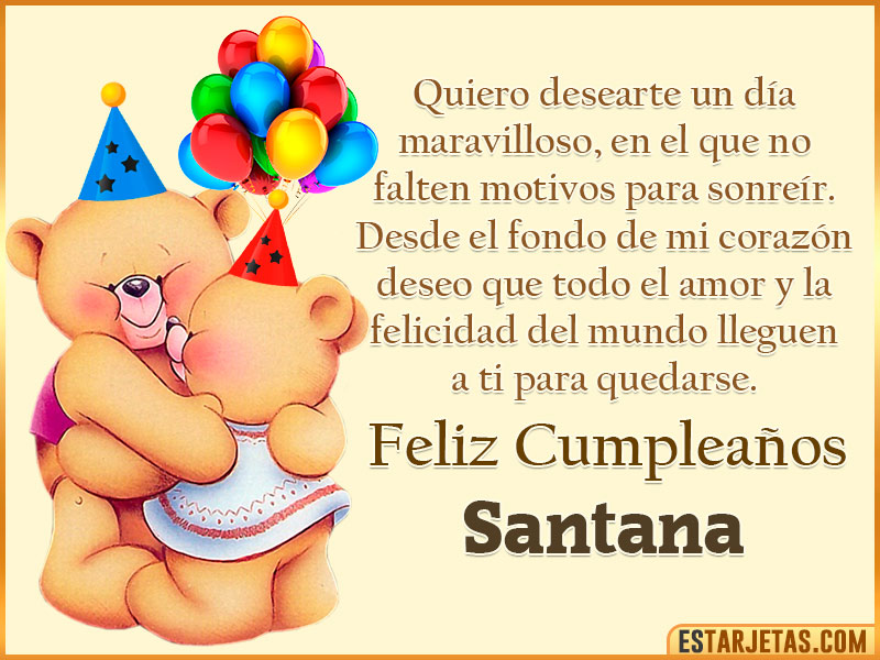 Tarjeta con Peluche de Cumpleaños para  Santana