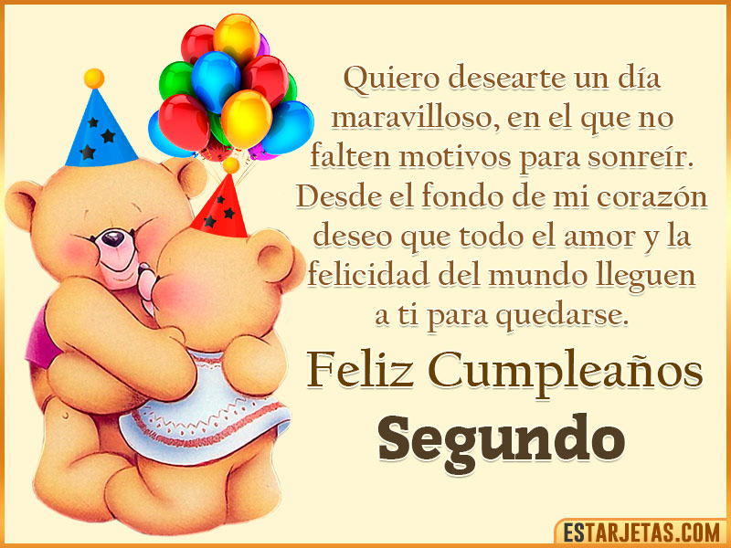 Tarjeta con Peluche de Cumpleaños para  Segundo