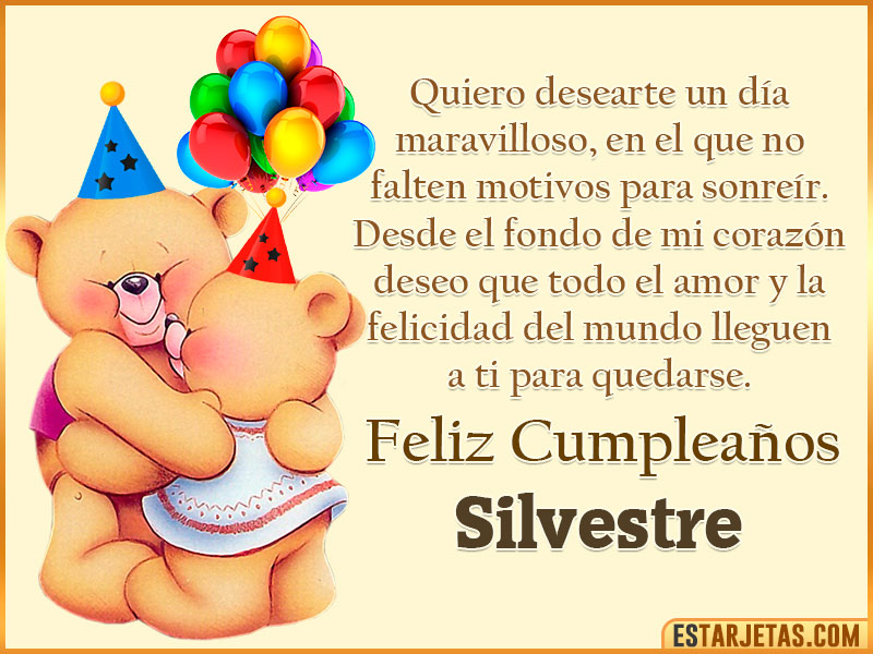Tarjeta con Peluche de Cumpleaños para  Silvestre