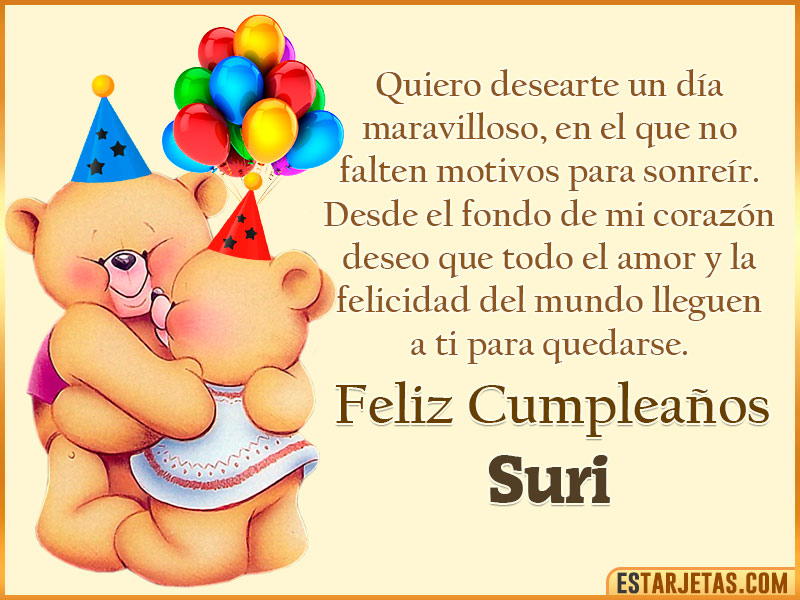 Tarjeta con Peluche de Cumpleaños para  Suri