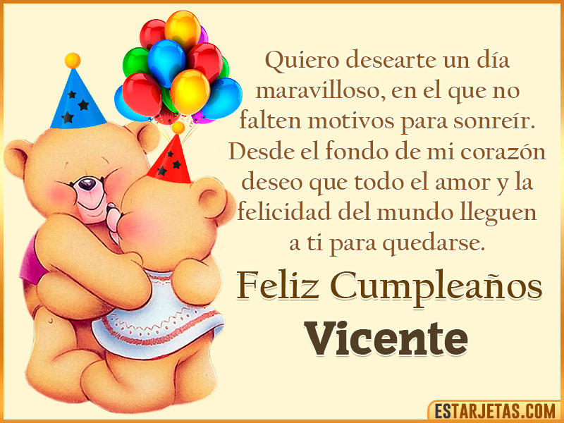 Tarjeta con Peluche de Cumpleaños para  Vicente