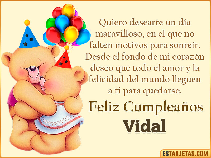 Tarjeta con Peluche de Cumpleaños para  Vidal