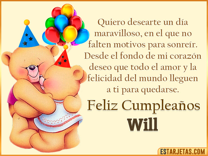 Tarjeta con Peluche de Cumpleaños para  Will