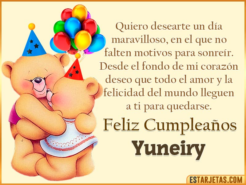 Tarjeta con Peluche de Cumpleaños para  Yuneiry