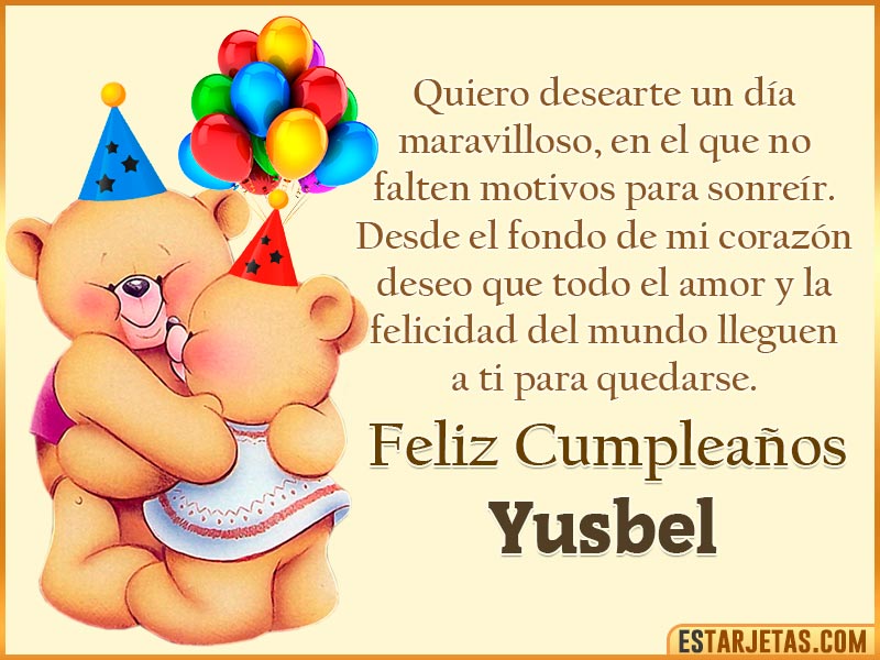 Tarjeta con Peluche de Cumpleaños para  Yusbel