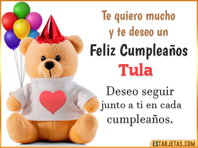 Tarjeta para felicitar a  Tula