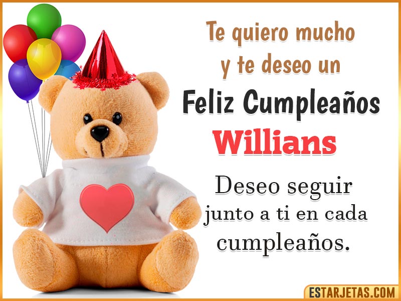 Tarjeta para felicitar a  Willians