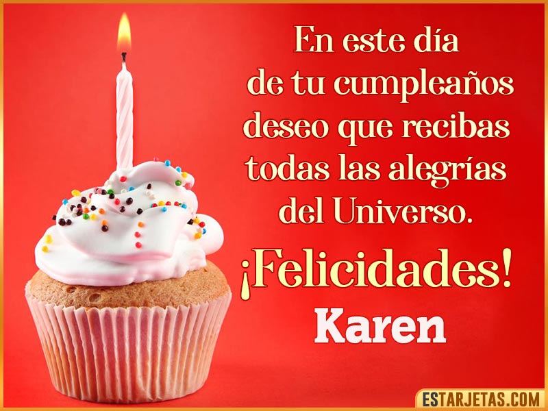 Tarjetas con mensajes de cumpleaños para  Karen