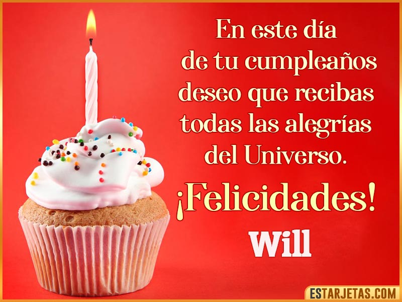 Tarjetas con mensajes de cumpleaños para  Will